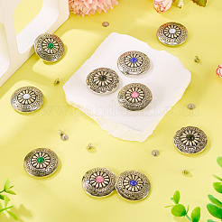 10Pcs 5 Colors Tibetan Style Flat Round Alloy with Resin Decorative Rivets&nbsp;BUTT-TA0001-31B