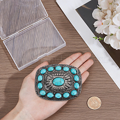 1Pc Rectangle Alloy & Synthetic Turquoise Buckles&nbsp;FIND-CL0002-38B