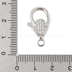 Brass Micro Pave Clear Cubic Zirconia Lobster Claw Clasps&nbsp;KK-P299-04P