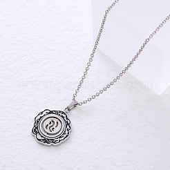 Minimalist 304 Stainless Steel Enamel Black Flower Pendant Necklaces for Women&nbsp;QO5072