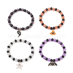 4Pcs 4 Colors Halloween-themed Alloy Enamel Charm Bracelets&nbsp;BJEW-JB12112