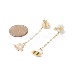 Alloy Enamel Bee with Resin Daisy Dangle Stud Earrings&nbsp;EJEW-JE05228