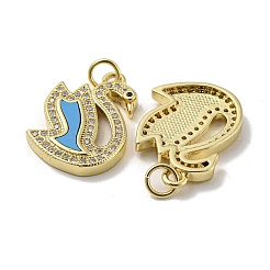 Brass Micro Pave Cubic Zirconia Pendants&nbsp;KK-H457-06G-01
