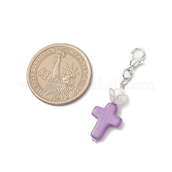 6Pcs Synthetic Turquoise Cross Pendants Decorations&nbsp;HJEW-JM04136