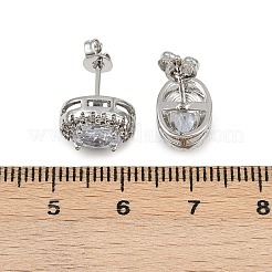 Brass Micro Pave Clear Cubic Zirconia Stud Earrings&nbsp;LS-EJEW-Z128-01P-03
