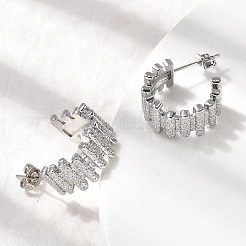 Brass C-Shaped Stud Earrings&nbsp;EJEW-H171-03P