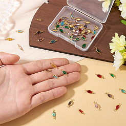 60Pcs 12 Styles Brass Pave K9 Glass Connector Charms&nbsp;KK-TA0003-13