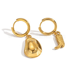 304 Stainless Steel Cowboy Boots & Hat Hoop Earrings&nbsp;BW3642