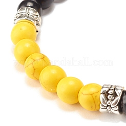 Round Synthetic Turquoise(Dyed) Beaded Stretch Bracelet for Women&nbsp;BJEW-JB07531