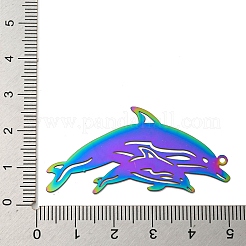 Ion Plating(IP) 201 Stainless Steel Etched Metal Embellishments Pendants&nbsp;STAS-G328-02C-RC