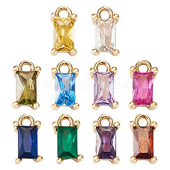 10Pcs 10 Colors Brass Cubic Zirconia Charms&nbsp;KK-TA0001-94