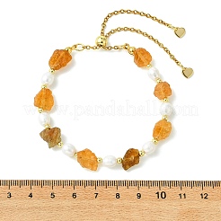 Adjustable 304 Stainless Steel & Natural Cultured Freshwater Pearl & Tourmaline Beads Slider Bracelets for Women&nbsp;BJEW-JB13936