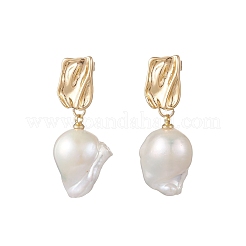 Nuggets Natural Baroque Pearl Keshi Pearl Dangle Stud Earrings&nbsp;EJEW-JE07001