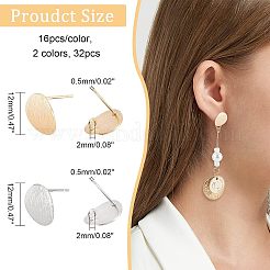 32Pcs 2 Colors Brass Stud Earring Findings&nbsp;KK-FH0002-19