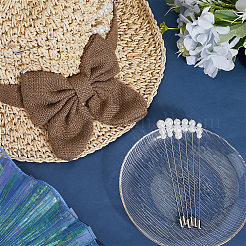 8Pcs 4 Styles Glass Pearl Round Bead Hat Pins&nbsp;AJEW-DR00048