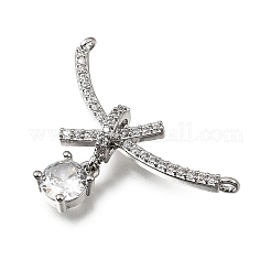 Brass Micro Pave Clear Cubic Zirconia Connector Charms&nbsp;CU-CBA3569-04P-A