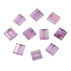 Plating 2-Hole Transparent Glass Seed Beads&nbsp;LS-SEED-N004-008
