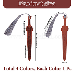 4Pcs 4 Colors Wood Sword Bookmarks&nbsp;AJEW-GF0010-69