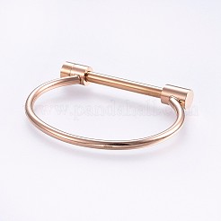 Ion Plating(IP) 304 Stainless Steel Bangles&nbsp;LS-BJEW-P222-14RG