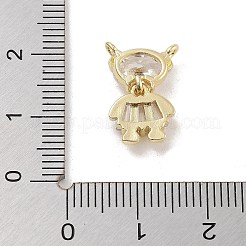 Brass Pave Clear Cubic Zirconia Pendants&nbsp;KK-Z061-18G-01
