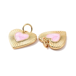 Heart Brass Enamel Pendants&nbsp;KK-G435-07G-02