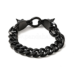 304 Stainless Steel Curb Chain Bracelet with Wolf Clasp for Men Women&nbsp;BJEW-E009-17EB