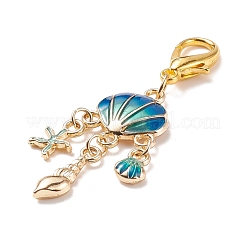 Alloy Enamel Shell Shape Pendant Decorations&nbsp;HJEW-JM00661-05