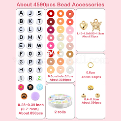 DIY Flat Round Handmade Polymer Clay & Acrylic Beads Bracelets Making Kits&nbsp;DIY-YW0011-08