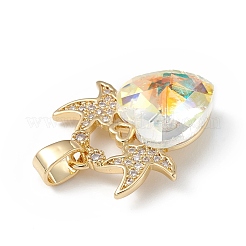 Real 18K Gold Plated Rack Plating Brass Micro Pave Cubic Zirconia Pendants&nbsp;KK-C015-03G-01