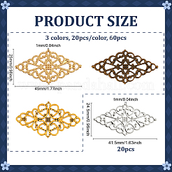 80Pcs 4 Styles Iron & Alloy Filigree Joiners Links&nbsp;IFIN-PH0001-37