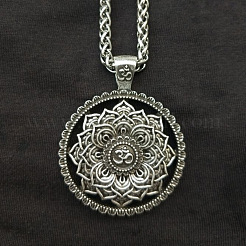 Mandala Flower Chakra Alloy Pendant Wheat Chain Necklaces for Women&nbsp;FS-WG99C38-01