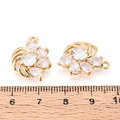 Brass Pave Clear Cubic Zirconia Pendants&nbsp;KK-T077-38G