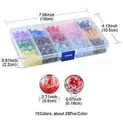 420Pcs 15 Colors Transparent Crackle Acrylic Beads&nbsp;CACR-FS0001-01