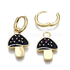 Mushroom Cubic Zirconia Dangle Hoop Earrings&nbsp;EJEW-T014-27G-NF