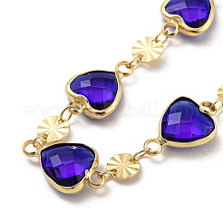 Faceted Heart Glass Beads Bib Necklaces&nbsp;NJEW-R263-16G