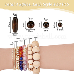 480Pcs 4 Styles Retro Wooden Beads&nbsp;WOOD-PH0003-63