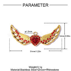 304 Stainless Steel Micro Pave Red Cubic Zirconia Pendants&nbsp;CU-OY001-28G