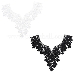 4Pcs 2 Colors Polyester Embroidery Lace Collar&nbsp;AJEW-CY0001-51A