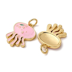 Brass Pink Enamel Jellyfish Pendants&nbsp;KK-CJC0013-02G-RS
