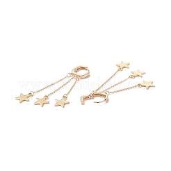 Brass Star Chain Tassel Dangle Hoop Earrings&nbsp;EJEW-TA00109