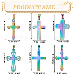 6Pcs 6 Style Ion Plating(IP) 304 Stainless Steel Pendants&nbsp;STAS-SZ0002-04