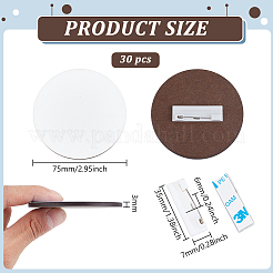 30Pcs Flat Round Wooden Heat Transfer Business Card Badge&nbsp;AJEW-BC0009-15