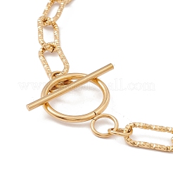 304 Stainless Steel Textured Paperclip Chains Necklace for Women&nbsp;NJEW-P263-02G