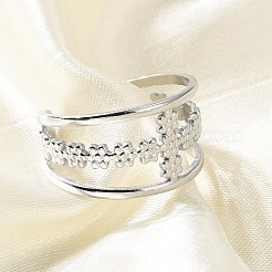 Cross 304 Stainless Steel Open Cuff Rings&nbsp;RJEW-S623-02P