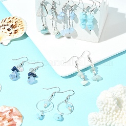 DIY Brass & Natural Gemstone Chips Dangle Earrings Jewelry Making Kits&nbsp;DIY-FS0006-85