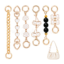 6Pcs 6 Styles Cherry Heart Bowknot Alloy Enamel & Aluminum Link Purse Strap Extenders&nbsp;AJEW-PH0006-08