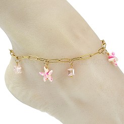 Dyed Synthetic Turquoise Beads Anklets For Women&nbsp;AJEW-AN00799