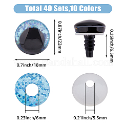 40 Sets 10 Colors Plastic Doll Craft Eyes&nbsp;DIY-FH0006-70