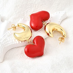 Brass Dangle Stud Earrings&nbsp;EJEW-V011-02G