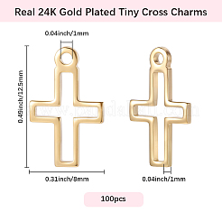 100Pcs Brass Tiny Cross Charms&nbsp;KK-BBC0024-59G